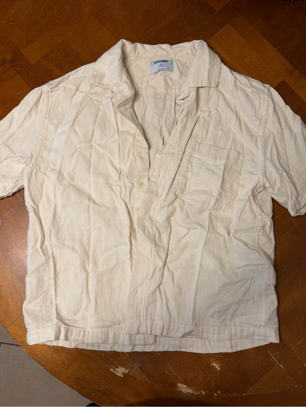 Old Navy Cream Short-Sleeve Button-Up Shirt for Men medium barely ever worn